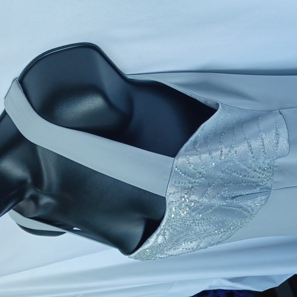 Victor Costa Gray & Silver Beaded Vintage Dress - Picture 3 of 7